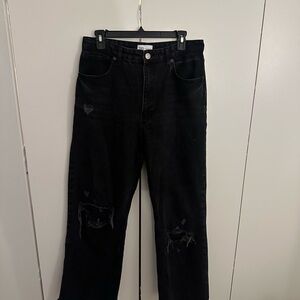 Zara Distressed wide leg Black Jeans